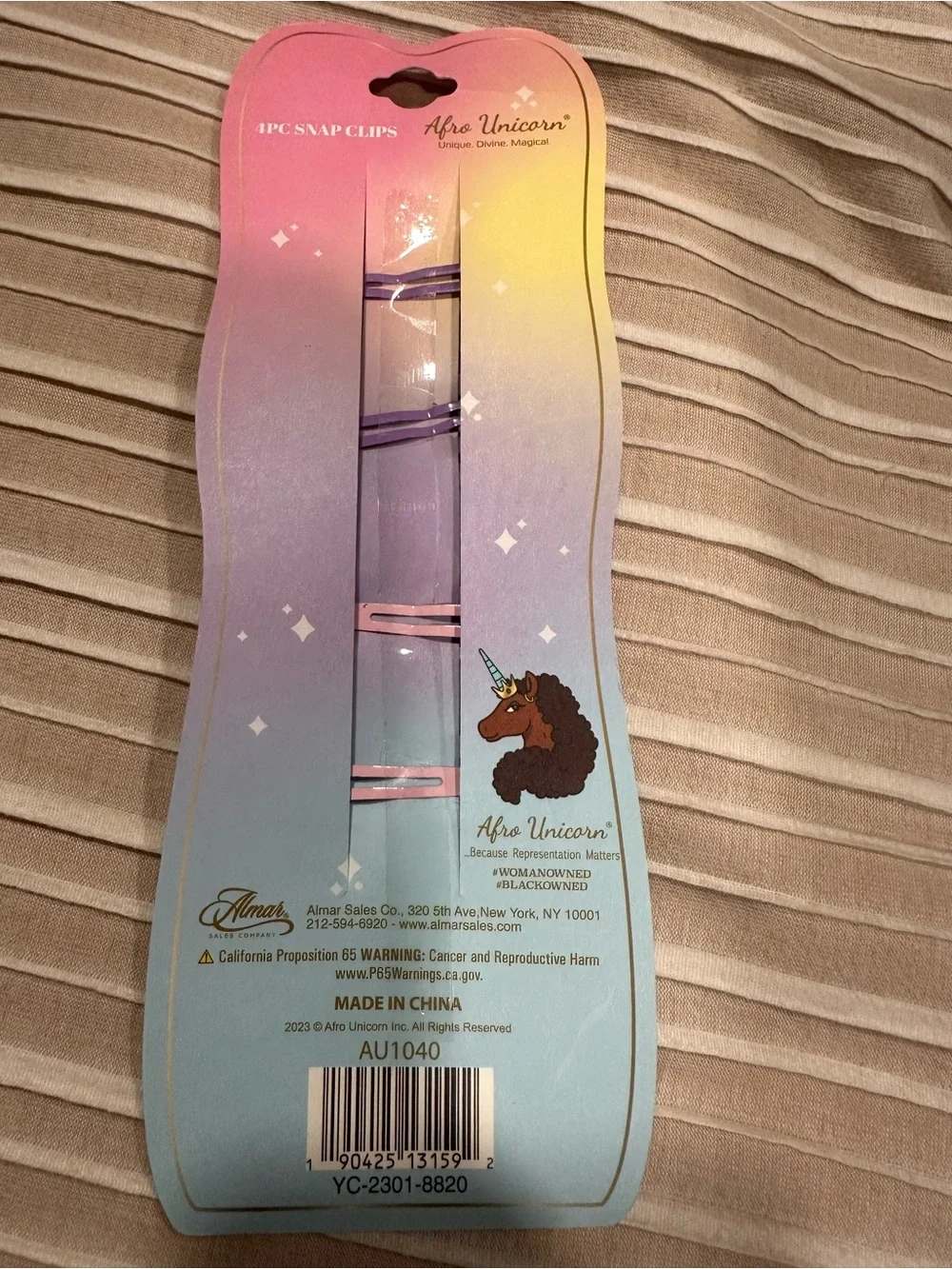 NEW Afro Unicorn Metal Hair Snap clips 4 pieces
